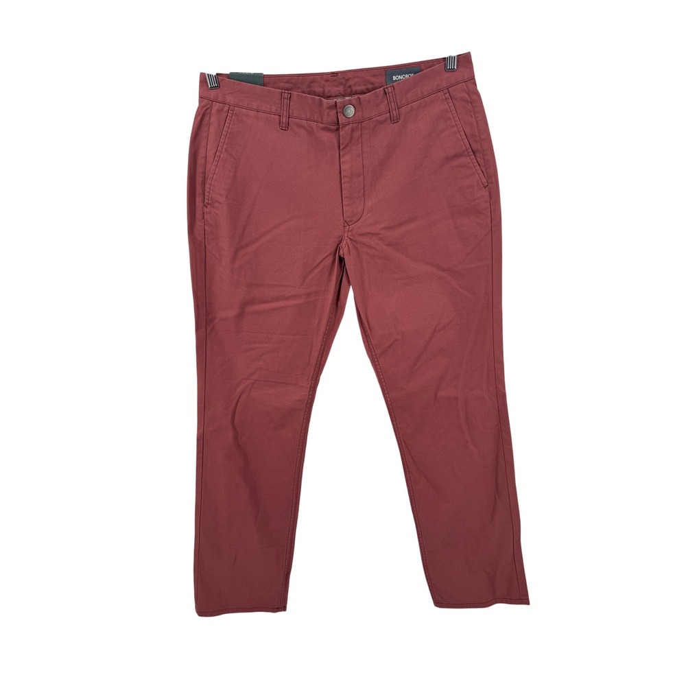 Bonobos Chinos Pants Mens‎ 34x30 Burgundy Slim Fit 100% Cotton Trousers New Tags
